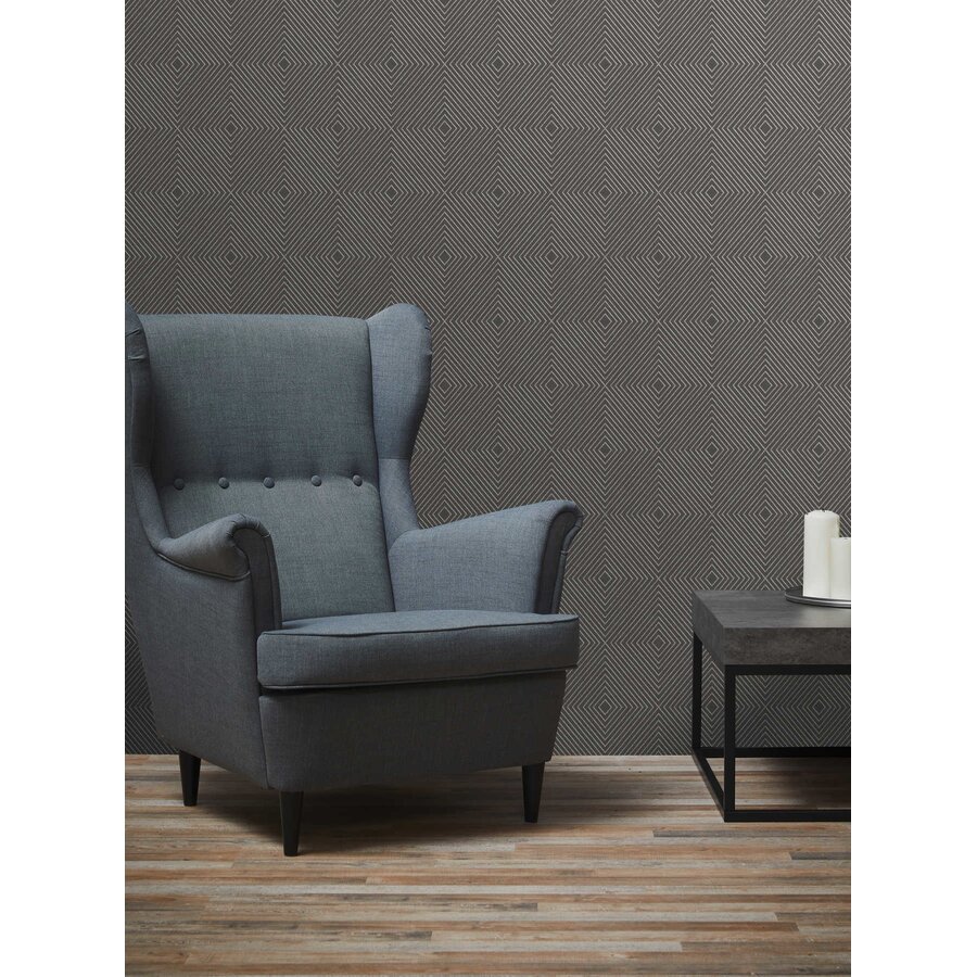 Profhome 369261-GU Graphic wallpaper wall matt grey silver 5.33 m2 (57 ft2)